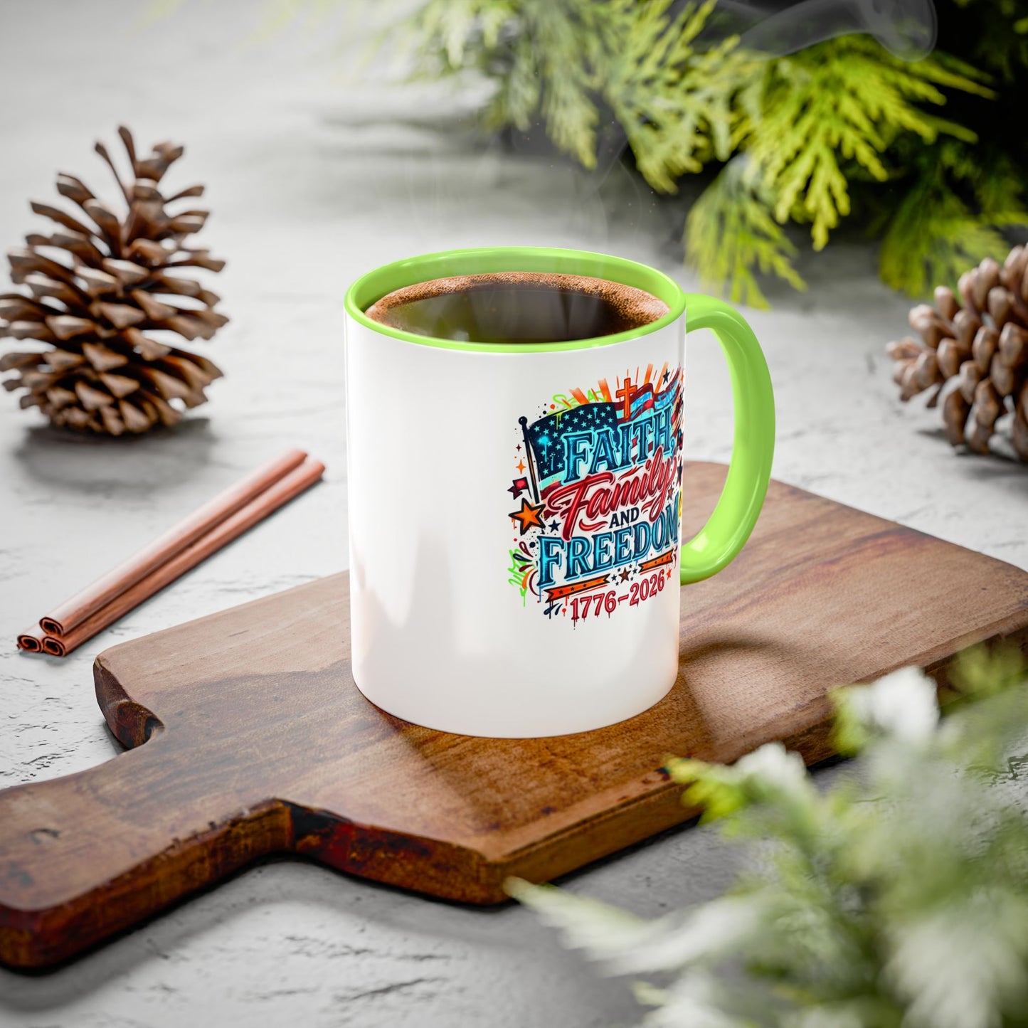 Faith Family Freedom 1776–2026 Patriotic Coffee Mug