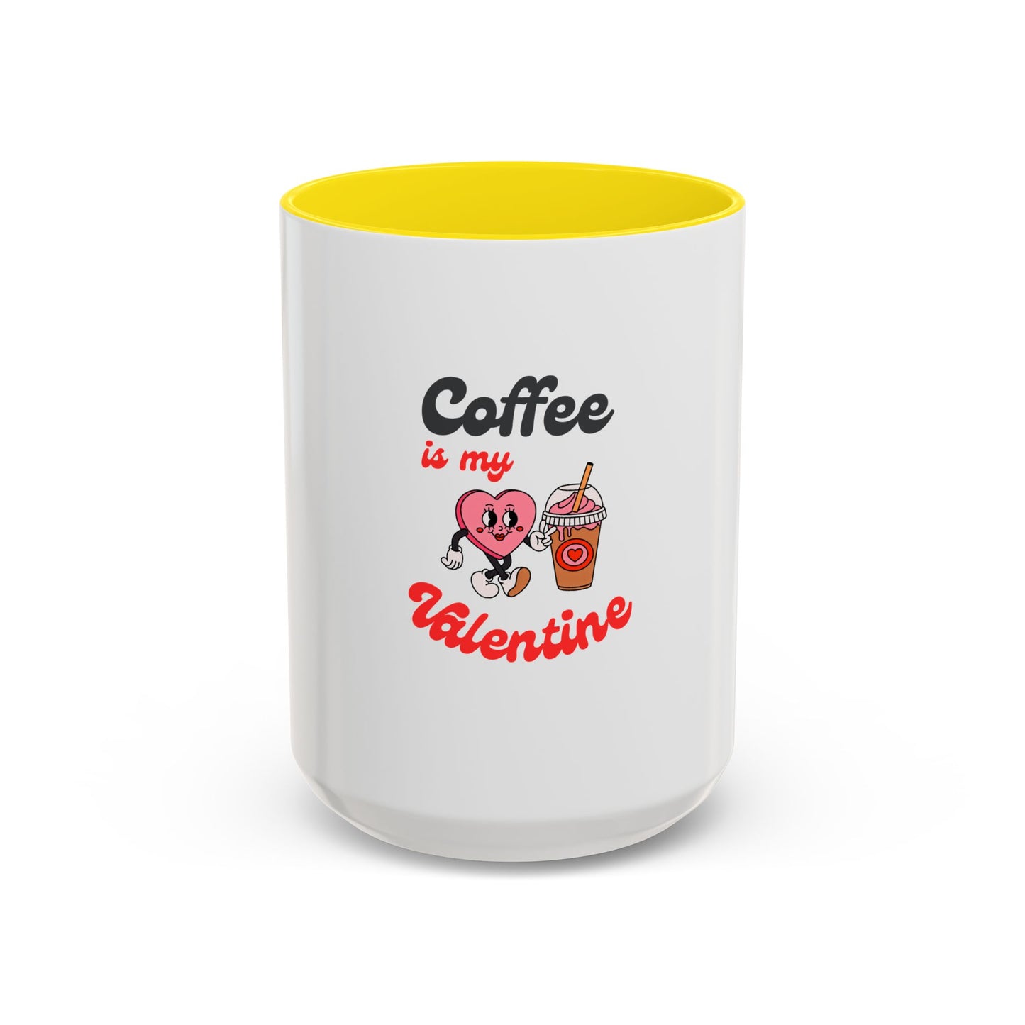 Coffee Is My Valentine Accent Mug — Cute Heart & Iced Coffee Gift (11/15oz)