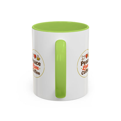 Peace Love Coffee Accent Mug - 11/15oz Ceramic Coffee Cup