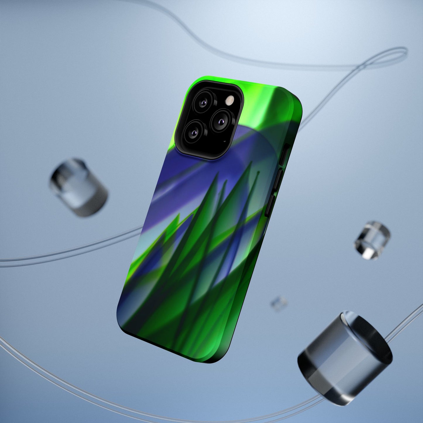 — Green Blue Abstract Wave Design Impact-Resistant Phone Case