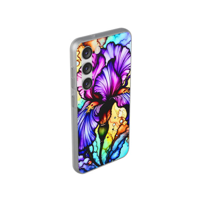 Stained Glass Iris Smartphone Case — Vibrant Purple Watercolor Phone Cover