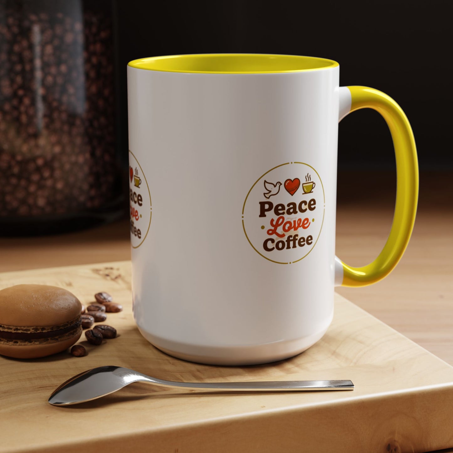 Peace Love Coffee Accent Mug - 11/15oz Ceramic Coffee Cup