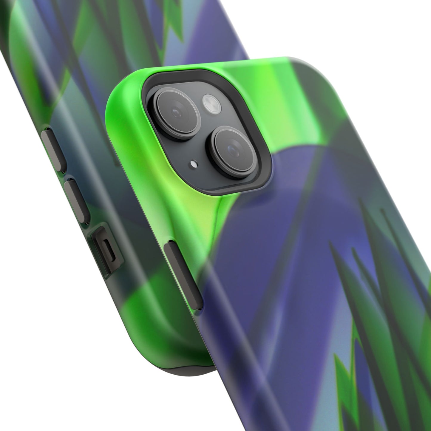— Green Blue Abstract Wave Design Impact-Resistant Phone Case