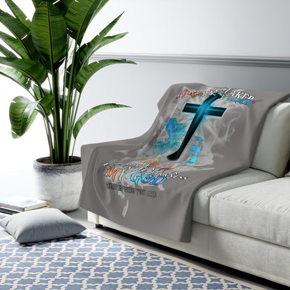 Christian Sherpa Fleece Blanket - "Way Maker, Miracle Worker" Cross Design