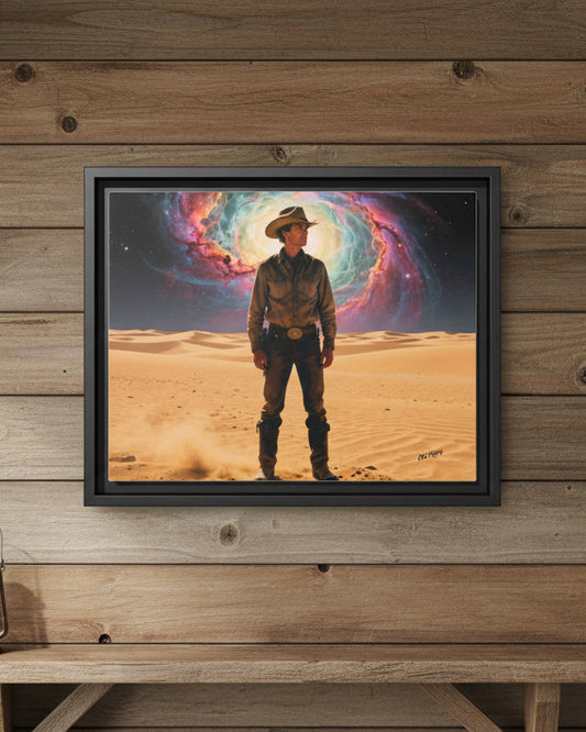 Stardust Wrangler- Framed Canvas AI Art by Old Hippy