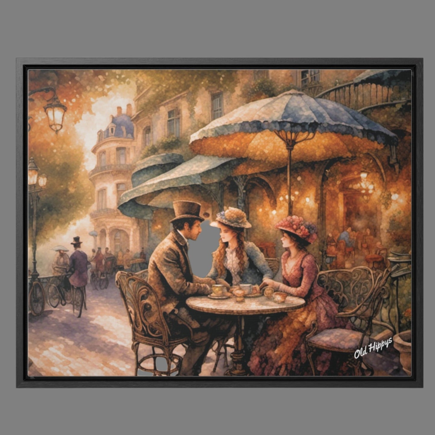 Paris Cafe Framed Canvas Wrap