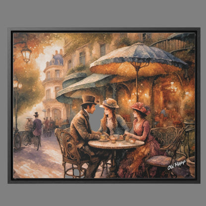 Paris Cafe Framed Canvas Wrap