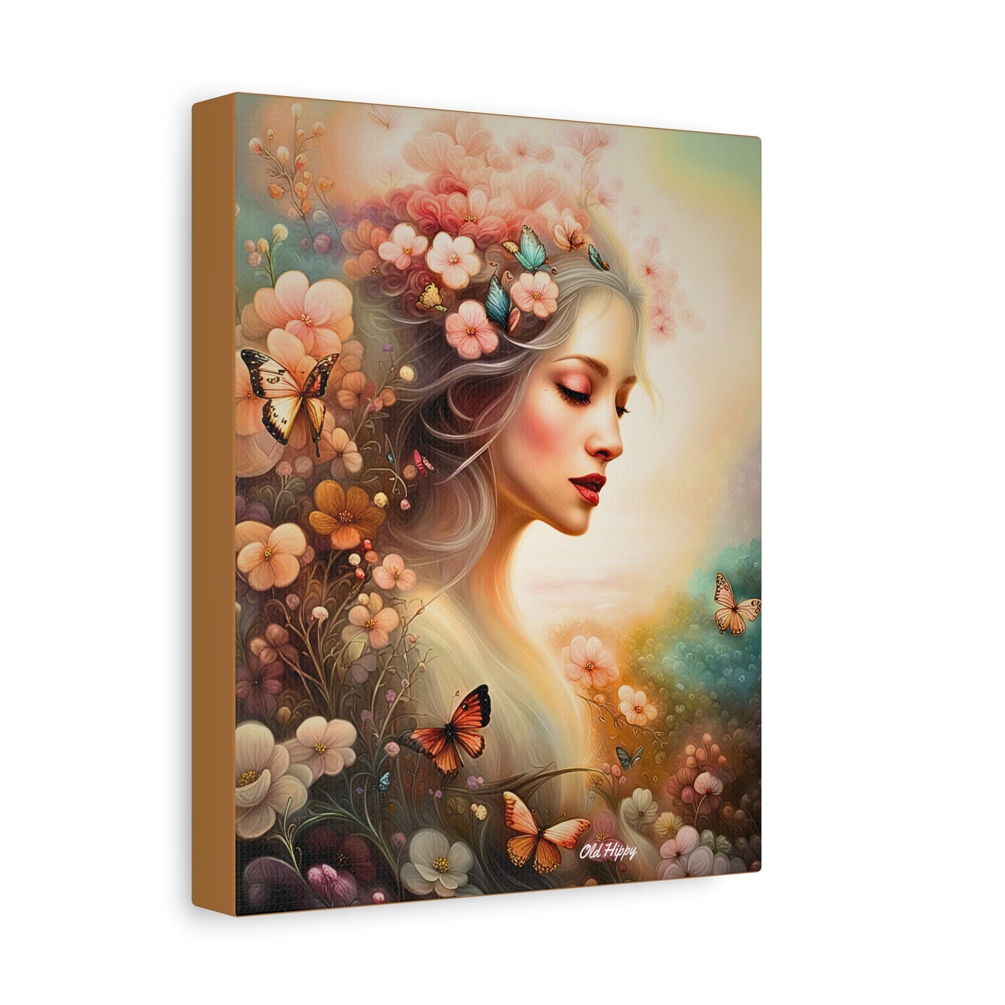"Whispers of Spring" – Ethereal Floral Portrait Canvas