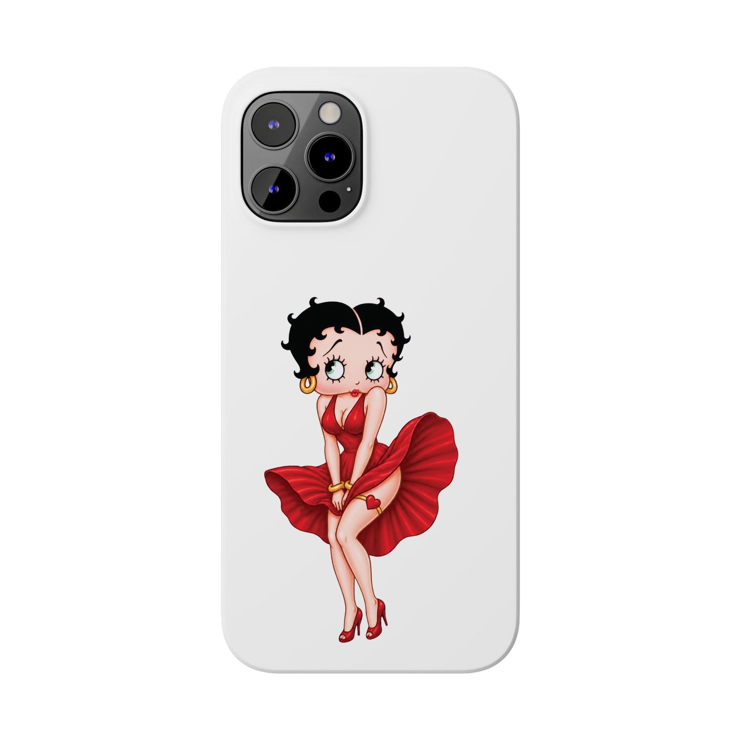 Betty Boop Red Dress Slim iPhone Case — Retro Pin-Up Cartoon Phone Cover