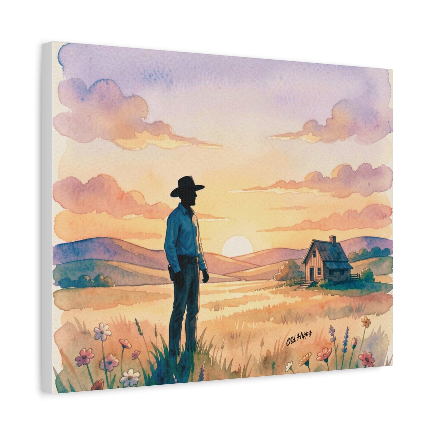 The Last Light Over the Homestead AI Canvas by Old Hippy