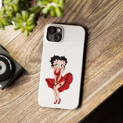 Betty Boop Red Dress Slim iPhone Case — Retro Pin-Up Cartoon Phone Cover
