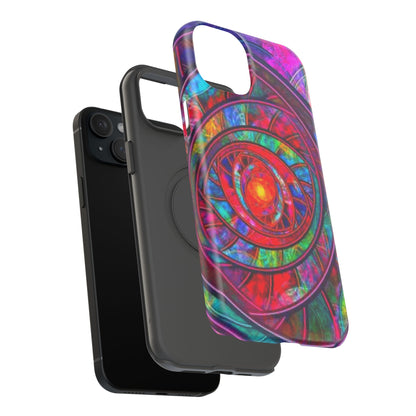 Protective Phone Case — Vibrant Abstract Mandala Impact-Resistant Design