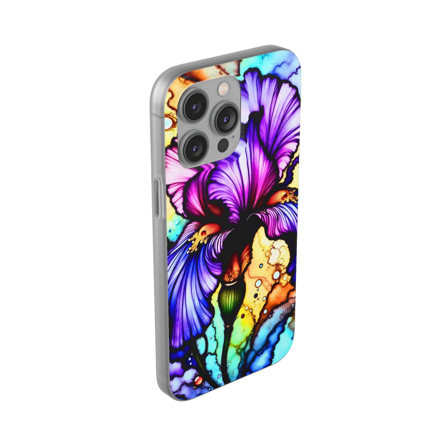 Stained Glass Iris Smartphone Case — Vibrant Purple Watercolor Phone Cover