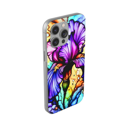 Stained Glass Iris Smartphone Case — Vibrant Purple Watercolor Phone Cover