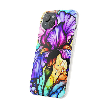 Stained Glass Iris Smartphone Case — Vibrant Purple Watercolor Phone Cover