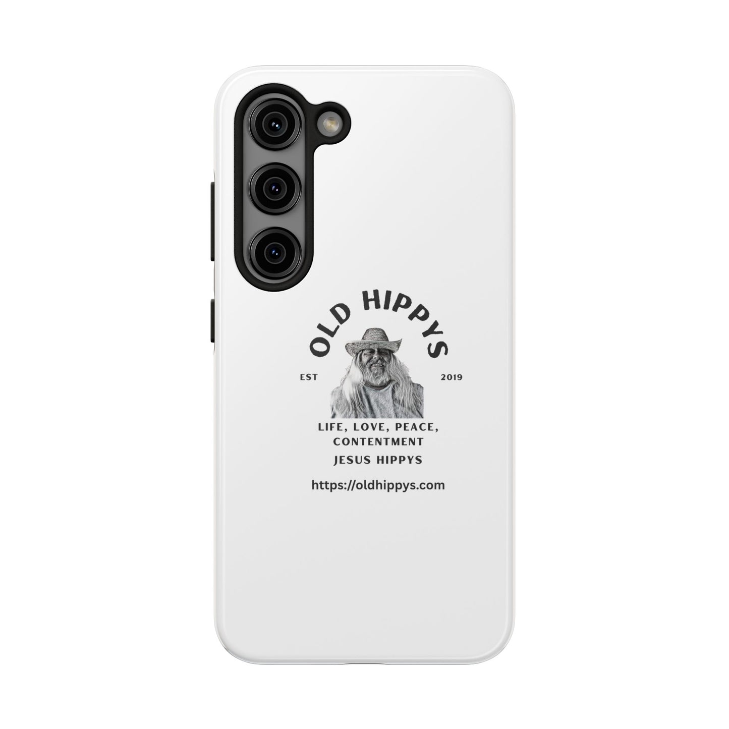 Old Hippys Phone Case — 'Life, Love, Peace, Contentment' Tough Protective Case