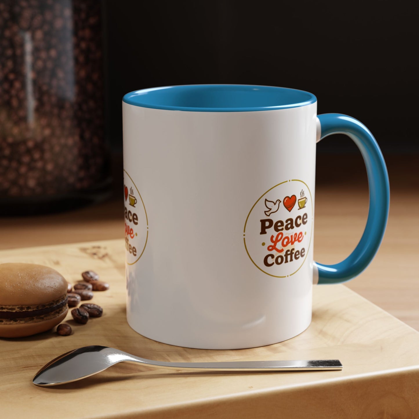 Peace Love Coffee Accent Mug - 11/15oz Ceramic Coffee Cup