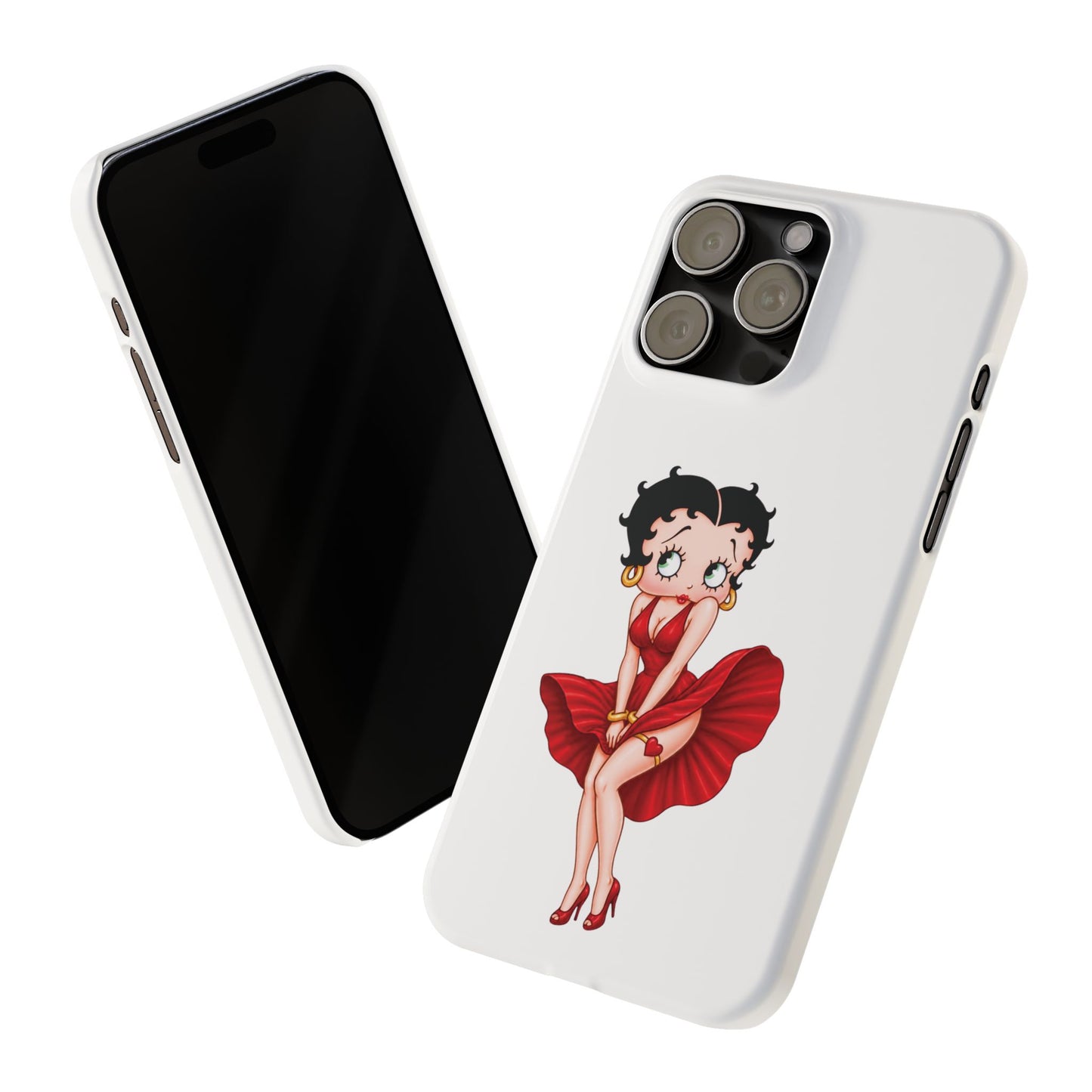 Betty Boop Red Dress Slim iPhone Case — Retro Pin-Up Cartoon Phone Cover