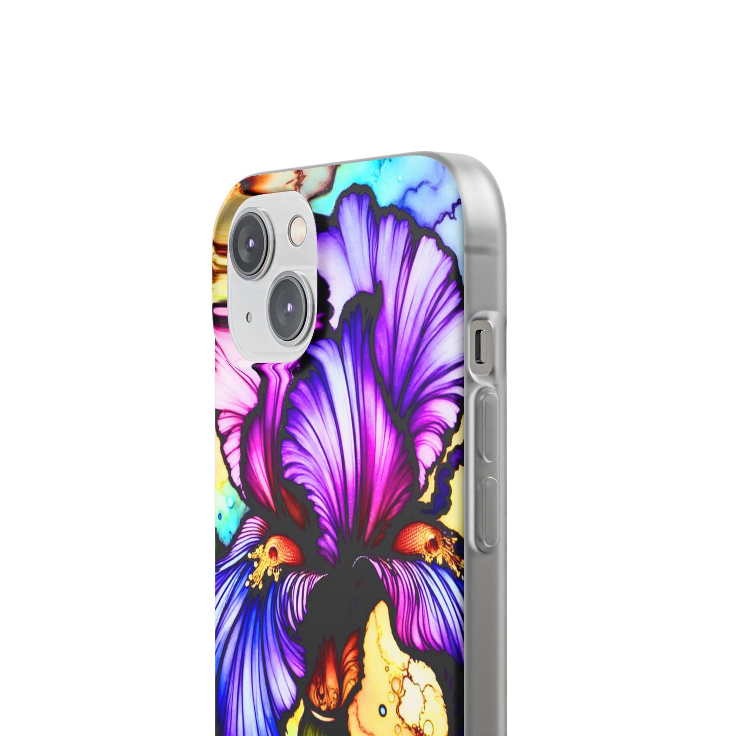 Stained Glass Iris Smartphone Case — Vibrant Purple Watercolor Phone Cover