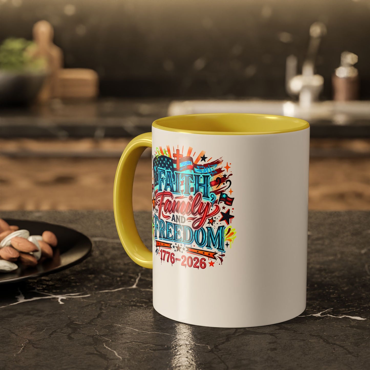 Faith Family Freedom 1776–2026 Patriotic Coffee Mug