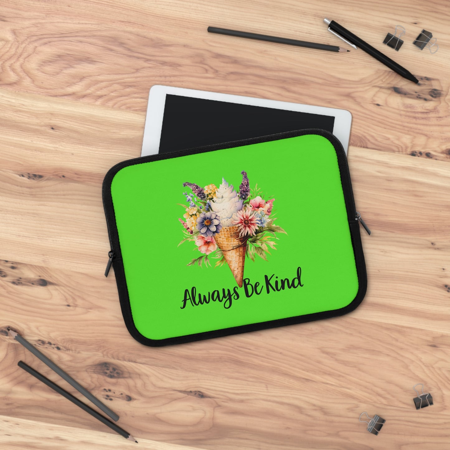 Always Be Kind Floral Laptop Sleeve