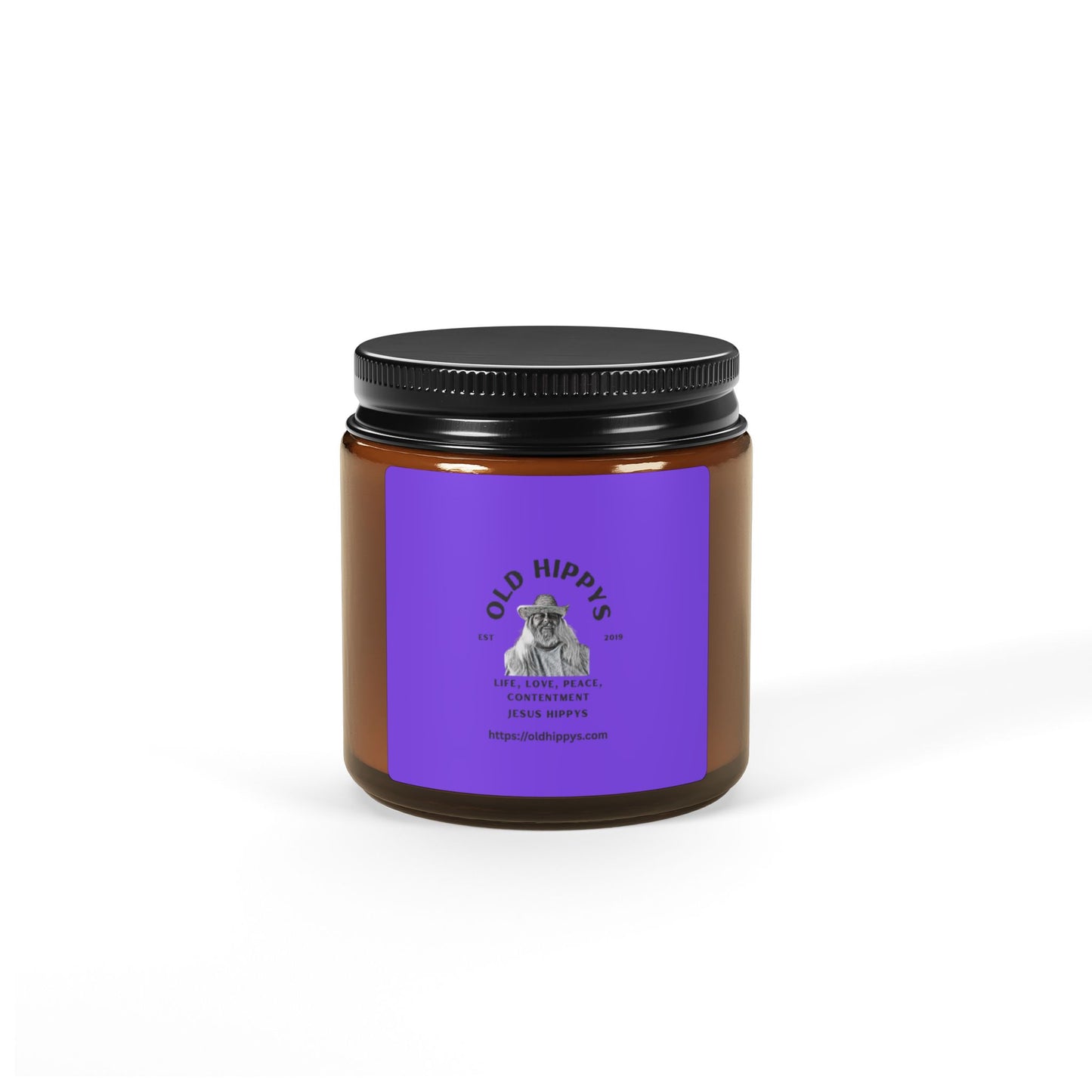 Scented Soy Candle — 'Old Hippys' Amber Jar (Multi-Size)