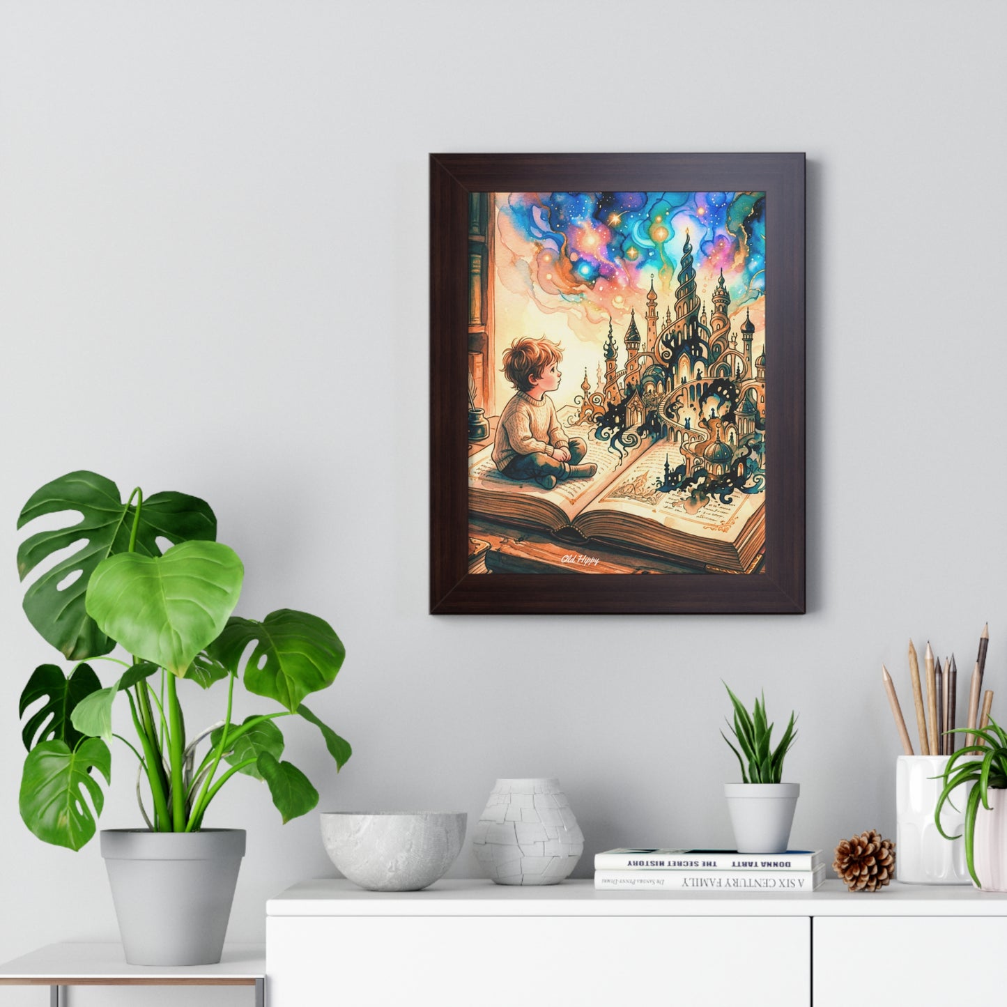 Where Words Become Worlds Wood Framed Art Print