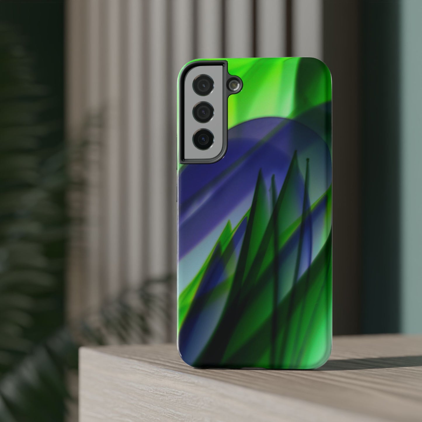 — Green Blue Abstract Wave Design Impact-Resistant Phone Case