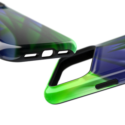 — Green Blue Abstract Wave Design Impact-Resistant Phone Case