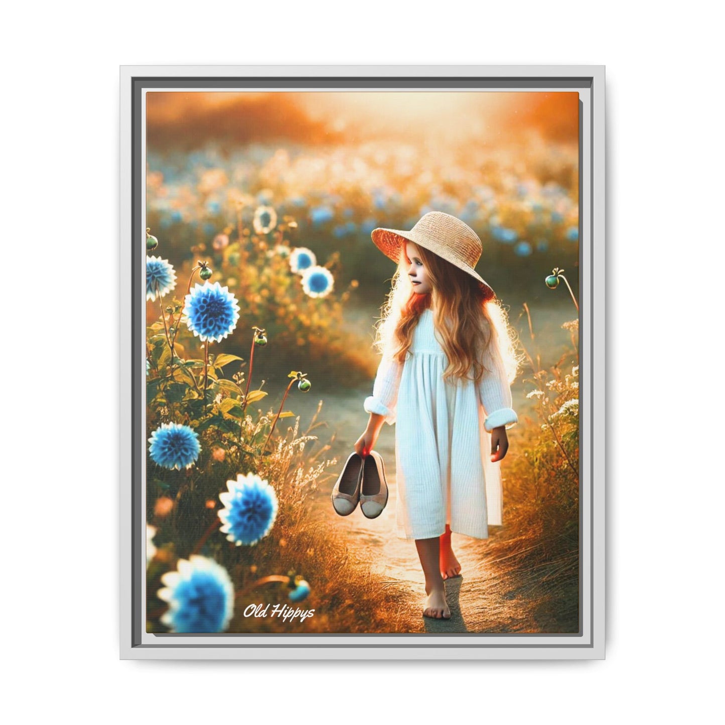 A Girl and Her Thoughts Wood Framed Canvas