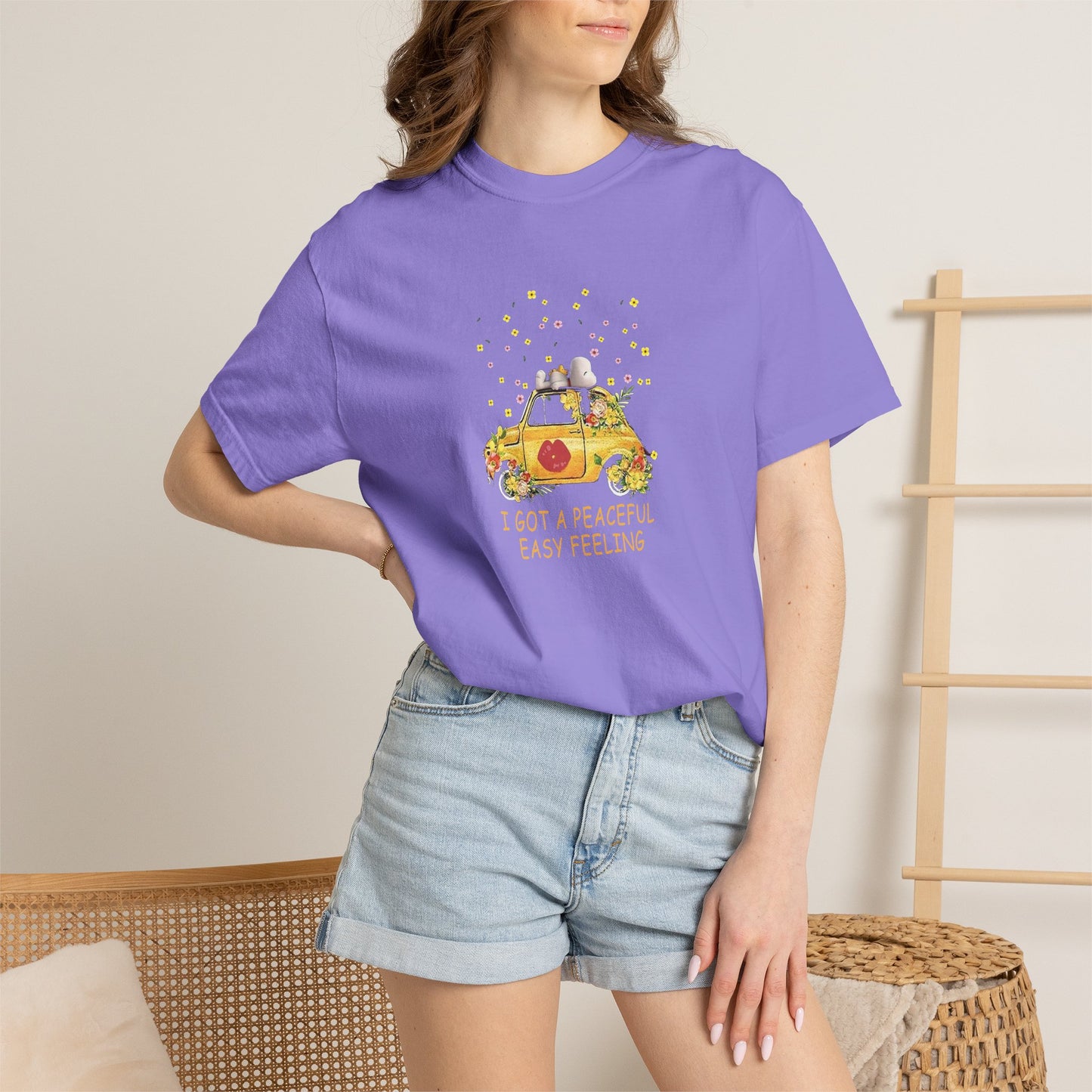 Snoopy 'Peaceful Easy Feeling' T-Shirt — VW Beetle Retro Lyrics Tee
