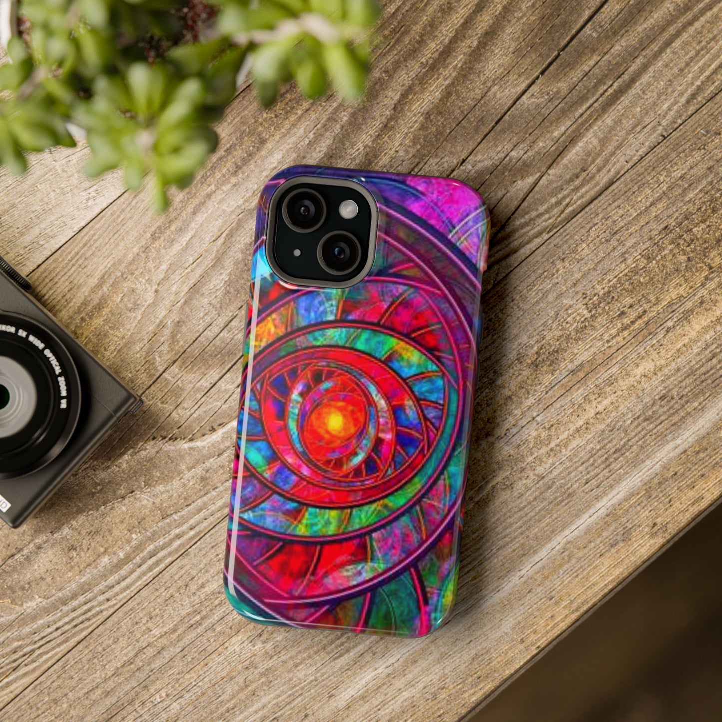 Protective Phone Case — Vibrant Abstract Mandala Impact-Resistant Design