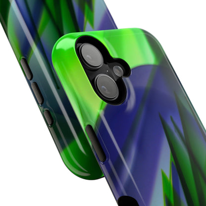 — Green Blue Abstract Wave Design Impact-Resistant Phone Case