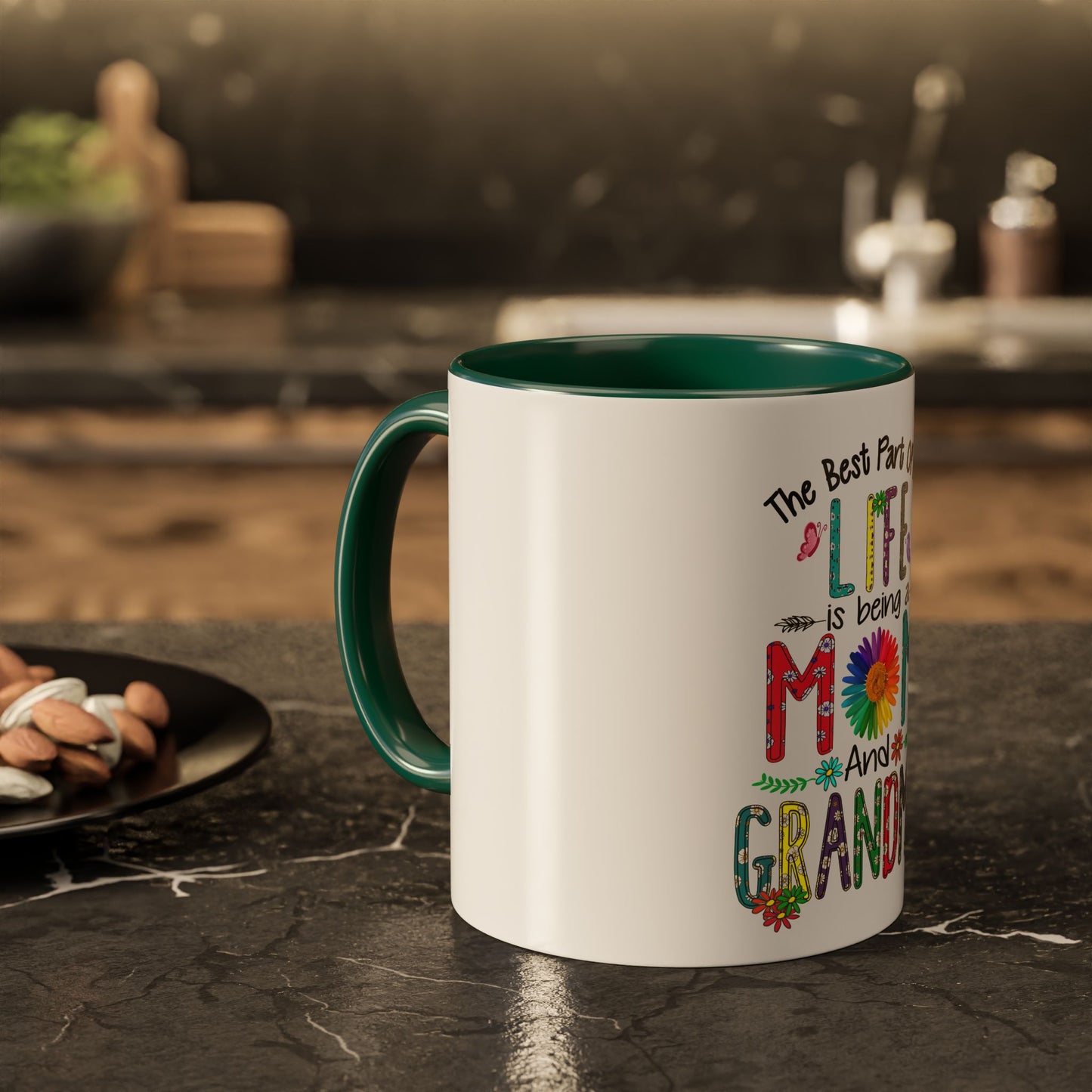 Mom and Grandma Colorful Ceramic Mug — "The Best Part of My Life is Being a Mom and Grandma" (11oz/15oz)