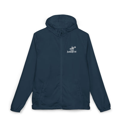 Windbreaker Jacket — John 3:16 & Cross Chest Logo