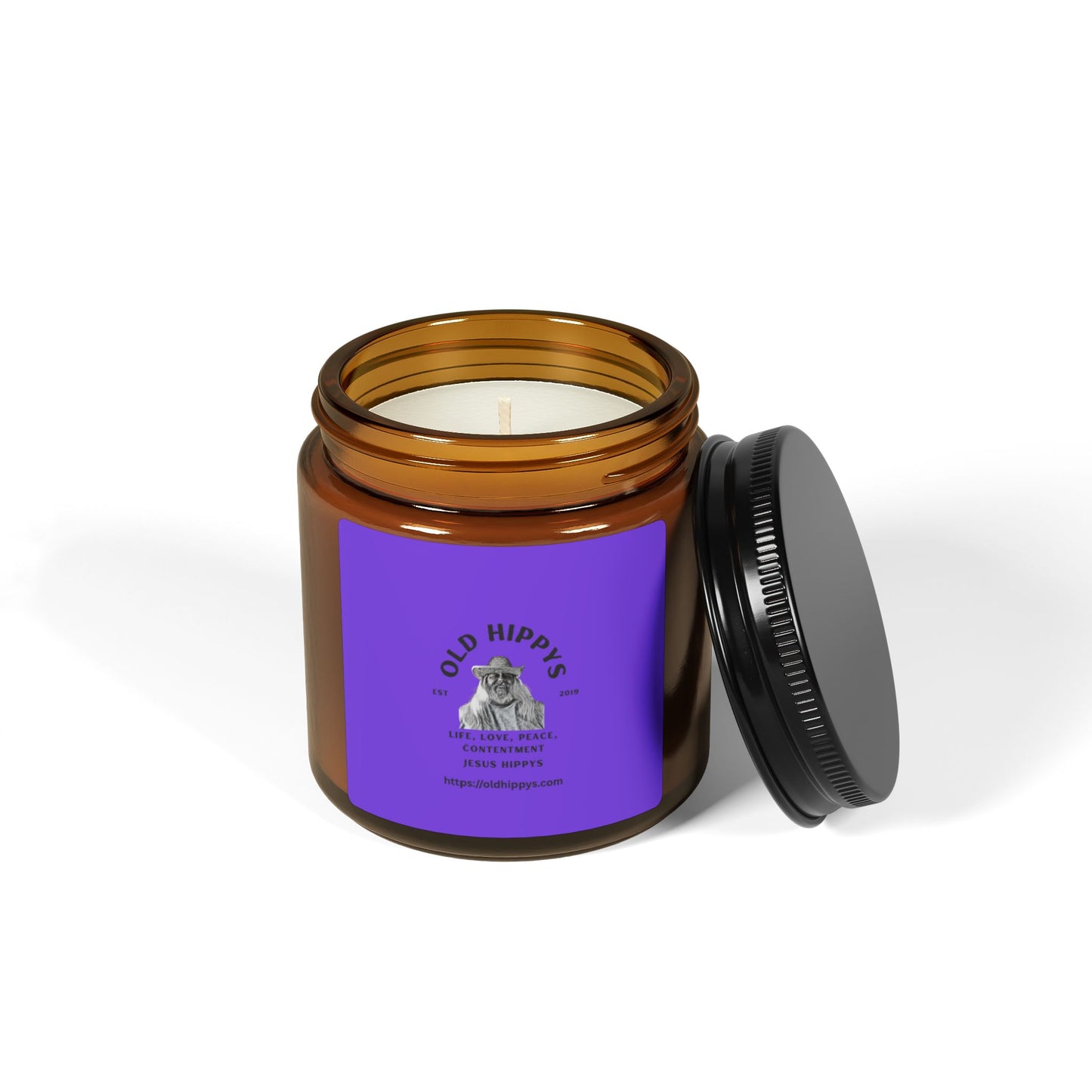 Scented Soy Candle — 'Old Hippys' Amber Jar (Multi-Size)