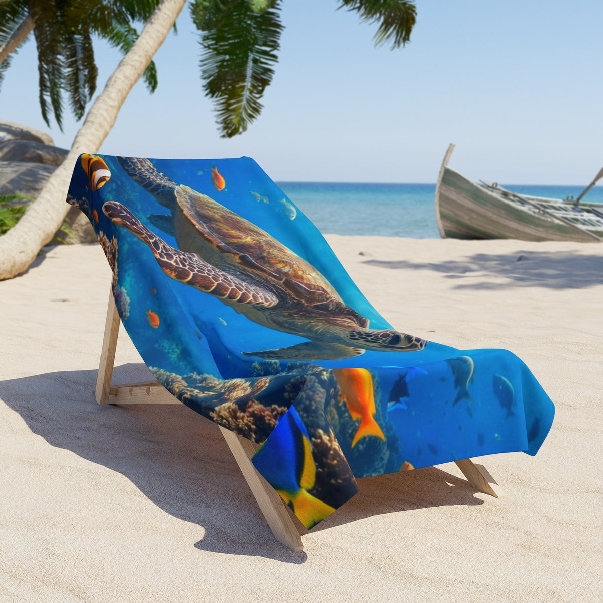 Sea Turtle Beach Towel - Vibrant Ocean Reef Design