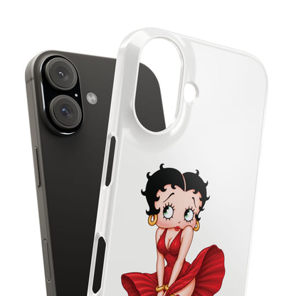 Betty Boop Red Dress Slim iPhone Case — Retro Pin-Up Cartoon Phone Cover