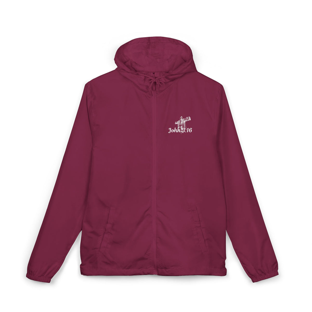 Windbreaker Jacket — John 3:16 & Cross Chest Logo