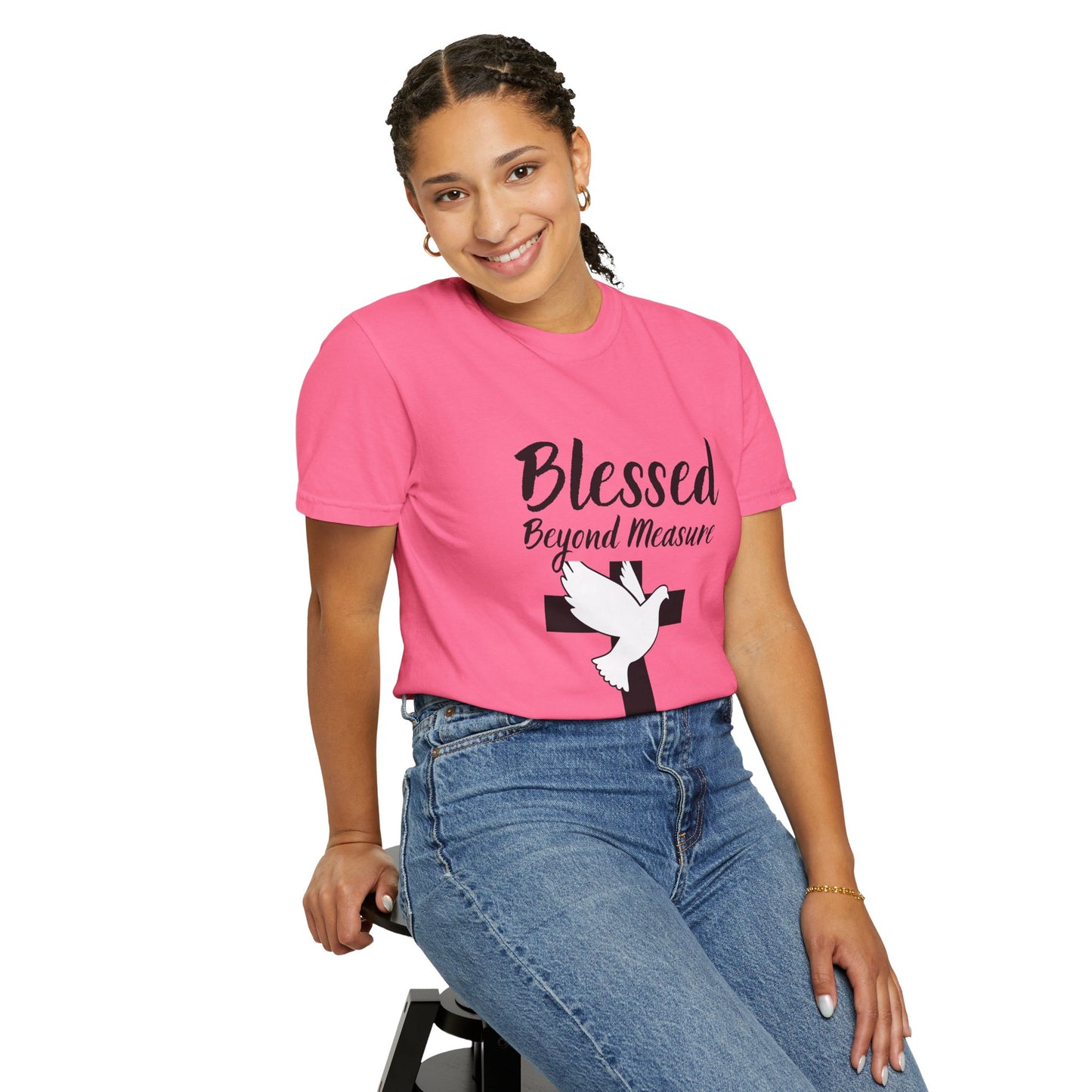 Blessed Beyond Measure T-Shirt — Christian Cross & Dove Faith Tee