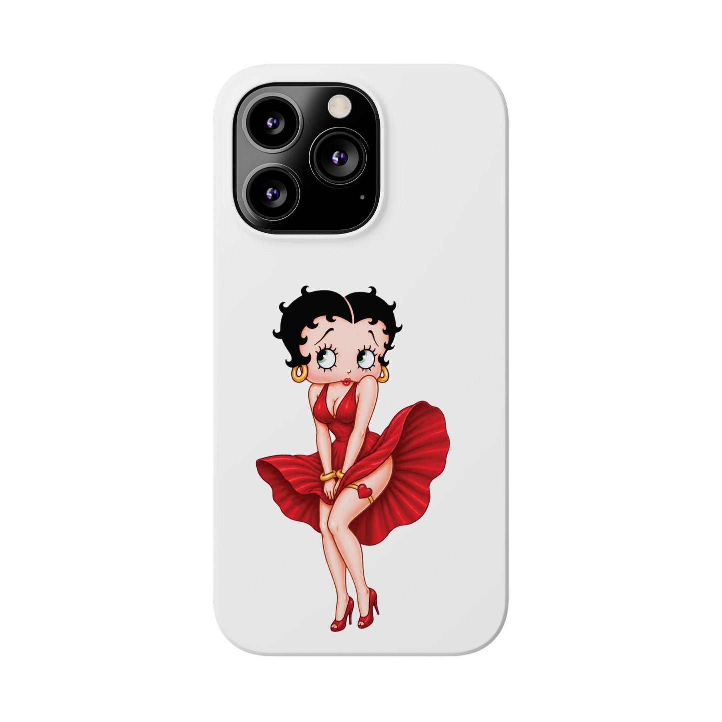 Betty Boop Red Dress Slim iPhone Case — Retro Pin-Up Cartoon Phone Cover