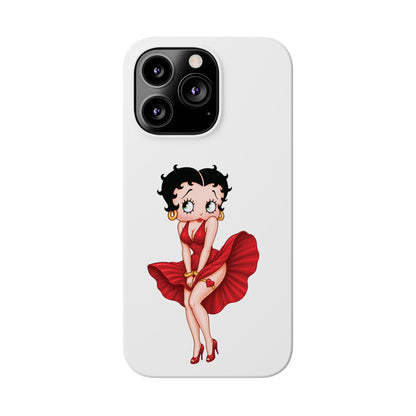 Betty Boop Red Dress Slim iPhone Case — Retro Pin-Up Cartoon Phone Cover