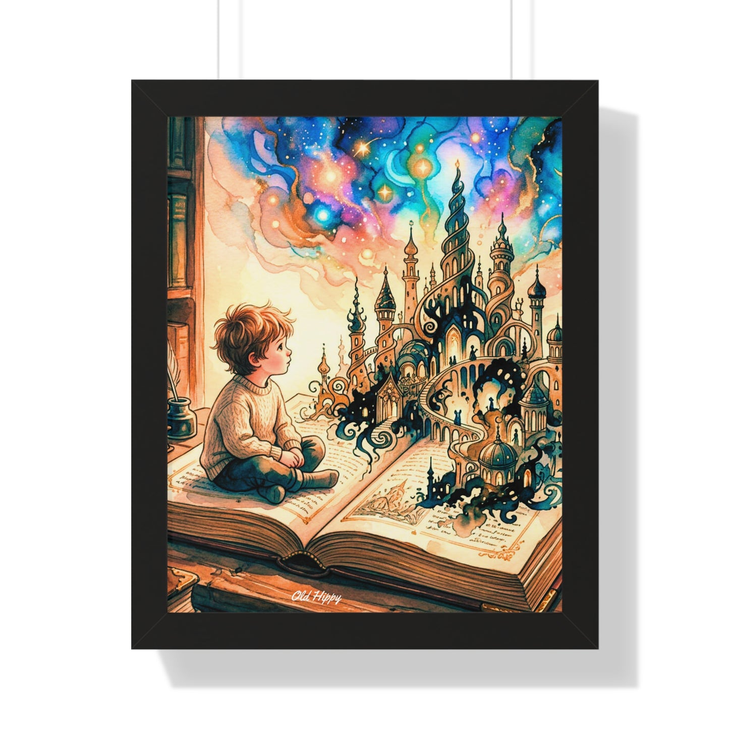 Where Words Become Worlds Wood Framed Art Print