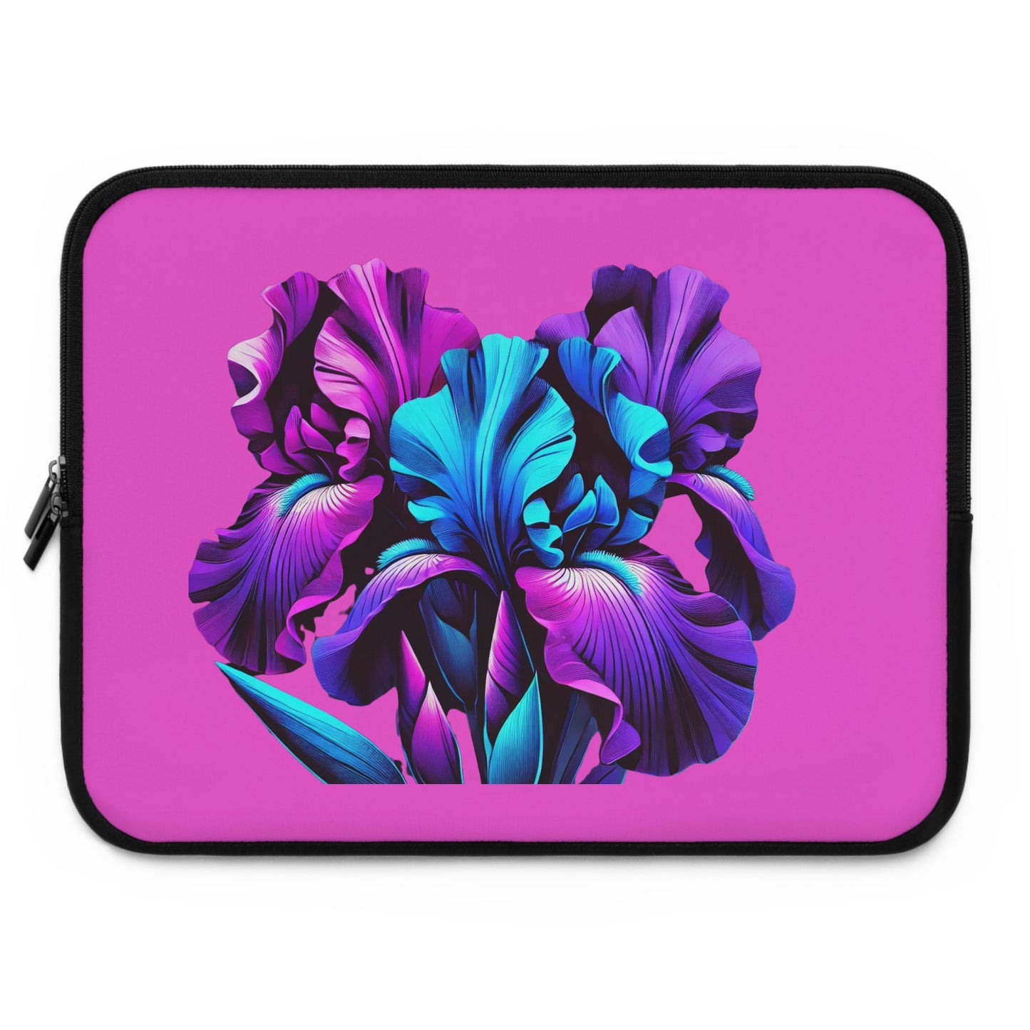 Vivid Neon Iris Laptop Sleeve — Pink Floral Protective Case