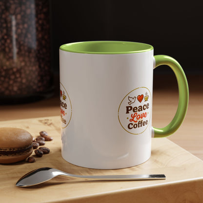 Peace Love Coffee Accent Mug - 11/15oz Ceramic Coffee Cup