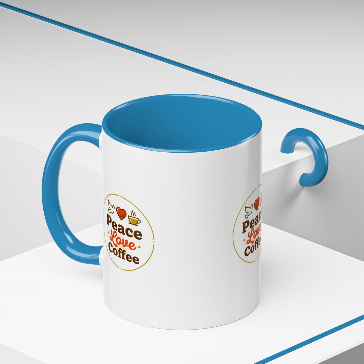 Peace Love Coffee Accent Mug - 11/15oz Ceramic Coffee Cup