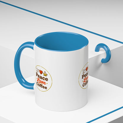 Peace Love Coffee Accent Mug - 11/15oz Ceramic Coffee Cup