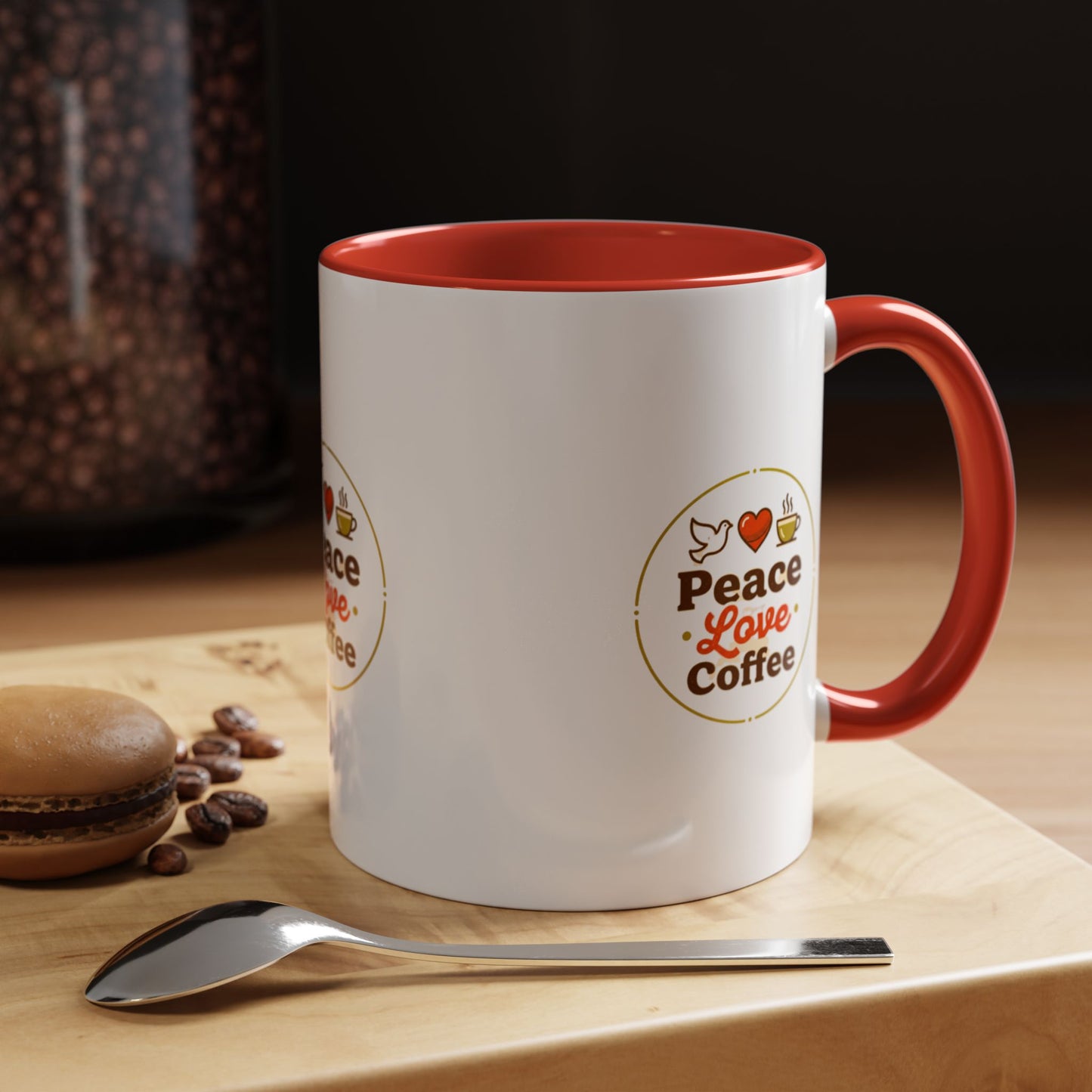 Peace Love Coffee Accent Mug - 11/15oz Ceramic Coffee Cup