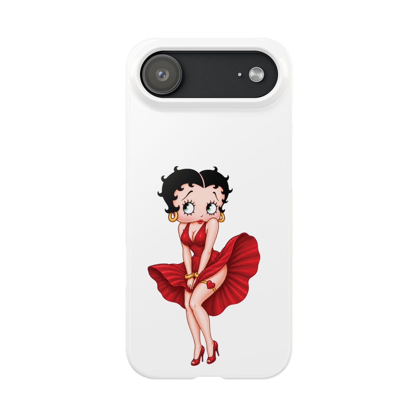 Betty Boop Red Dress Slim iPhone Case — Retro Pin-Up Cartoon Phone Cover
