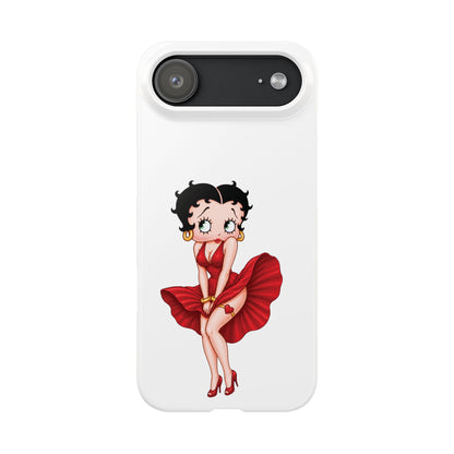 Betty Boop Red Dress Slim iPhone Case — Retro Pin-Up Cartoon Phone Cover
